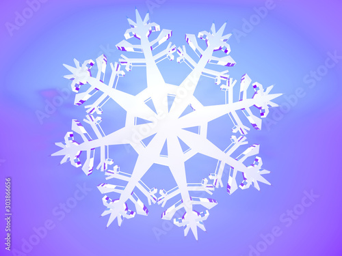 3d white snowflake abstraction