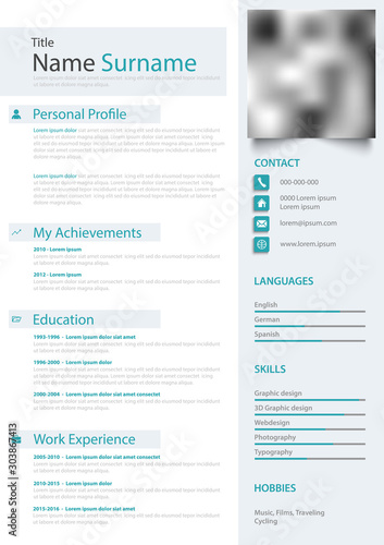 Professional personal resume cv in bright colors template