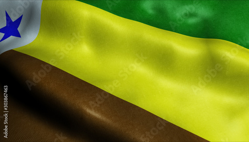 3D Waving Brazil City Flag of Parauapebas Closeup View photo