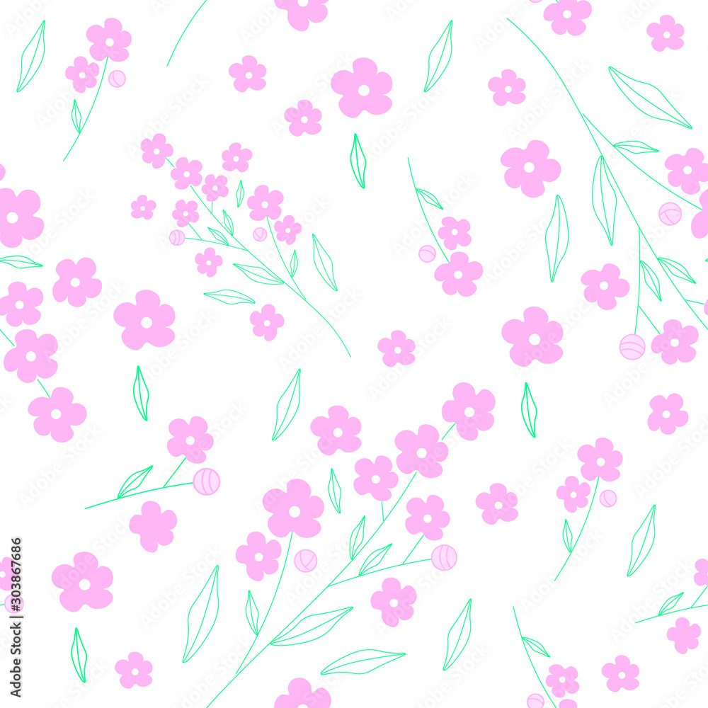 Cherry blossom vector seamless background. Flowers vector pattern for fashion design, textile, fabric, wallpaper, wrapping