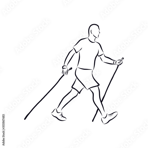 man with Nordic walking poles