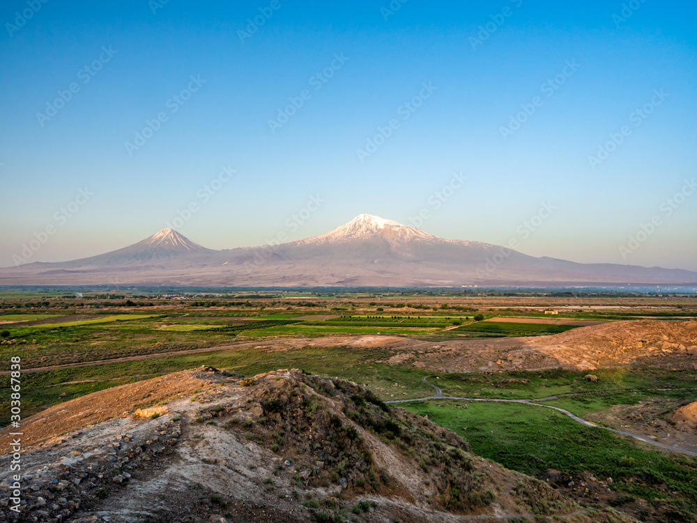 Famous Ararat mountain seen from Armenian side of the border