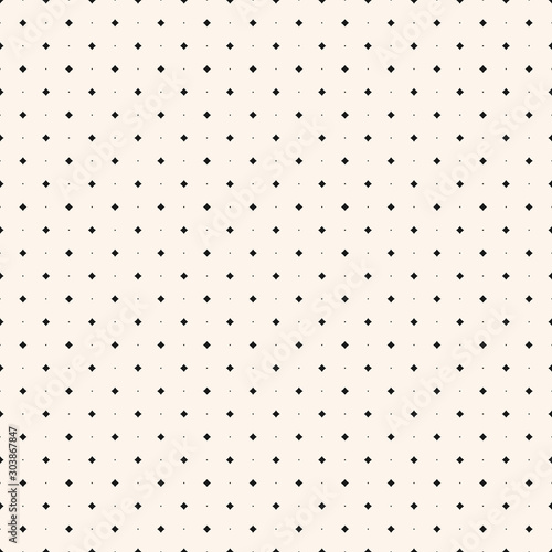 Vector minimal seamless pattern with small diamond shapes, rhombuses, tiny dots