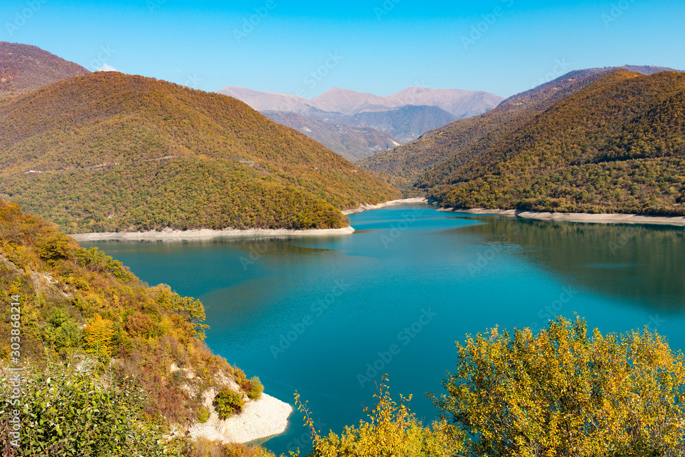 autumn landscape Zhinvali reservoir of Georgia