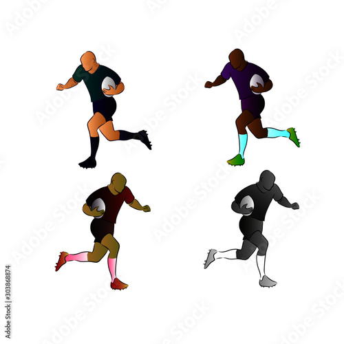 silhouettes of rugby players