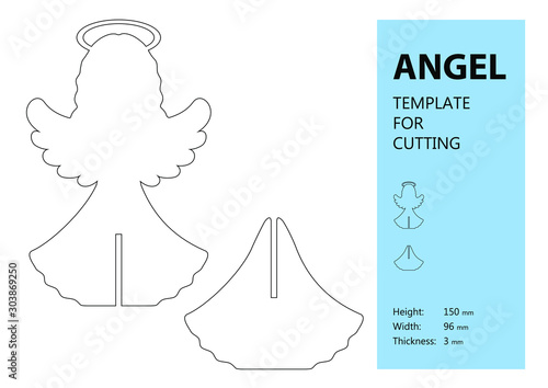 guardian angel, laser cutting template, vector illustration