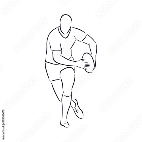 silhouette of man  rugby player sketch 