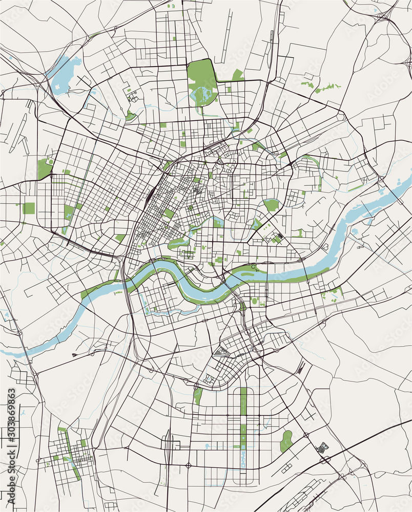 Obraz premium map of the city of Shenyang, China