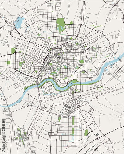 Canvas Print map of the city of Shenyang, China