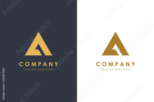Letter A Logo Geometric Triangle Flat Vector Design
