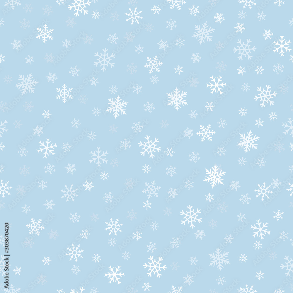 Snowflakes seamless pattern. Subtle vector background with small hand drawn white snowflakes on blue backdrop. Winter holidays theme, Christmas and New Year texture. Elegant repeat decorative design Snowflakes seamless pattern. Subtle vector background with small hand drawn white snowflakes on blue backdrop. Winter holidays theme, Christmas and New Year texture. Elegant repeat decorative design