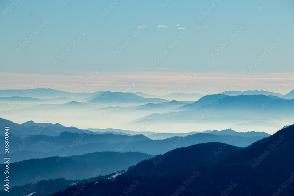 Morning mist in Bohinj valley