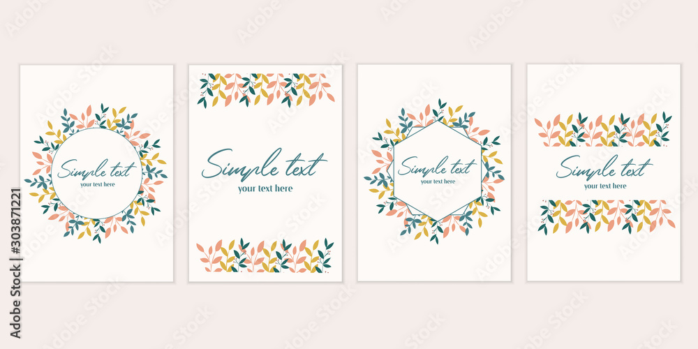 Botanical card set. Invitation mockup cards Botanical card set. Invitation mockup cards