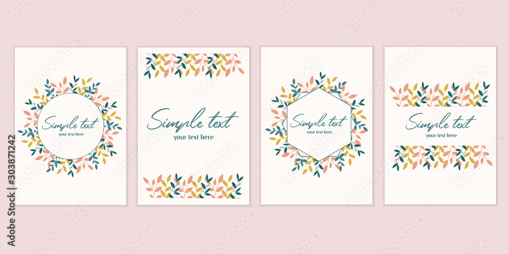 Botanical card set. Invitation mockup cards Botanical card set. Invitation mockup cards