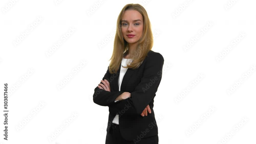 Isolated portrait of smiling business woman with crossed arms. Isolated portrait of smiling business woman with crossed arms.
