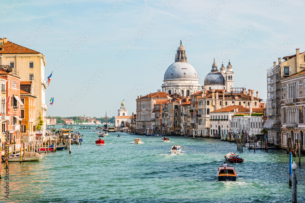 Fototapeta premium View of Grand Canal and Basilica Santa Maria della Salute in Venice, Italy