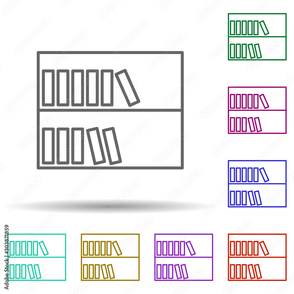 Fototapeta premium Bookcase multi color icon. Simple thin line, outline vector of education icons for ui and ux, website or mobile application