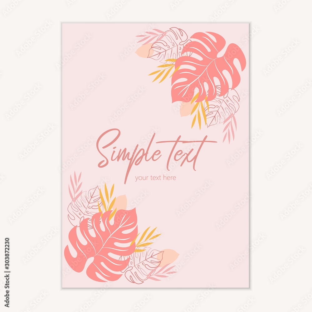 Tropical vector card. Tropical background
