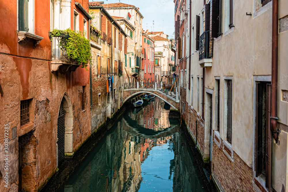 Traditional canal street in Venice, Italy