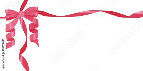 Vector red bow with ribbons on a white background. Template for wedding invitations, greeting cards, wrapping paper design.