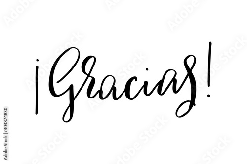 Thank you spanish handwritten text vector