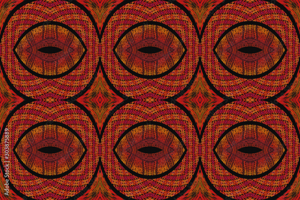 Naklejka premium Colored ethnic fabric, rounded shapes