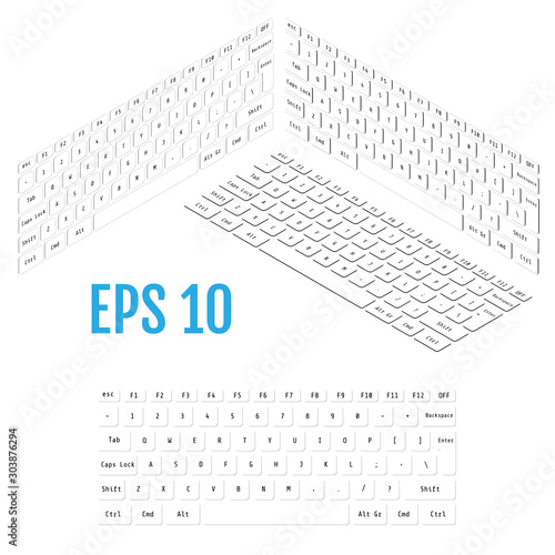 Realistic isometry of modern keyboard. Vector illustration.