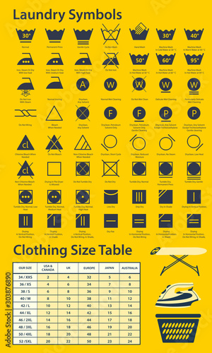 Icon set of laundry symbols, vector illustration