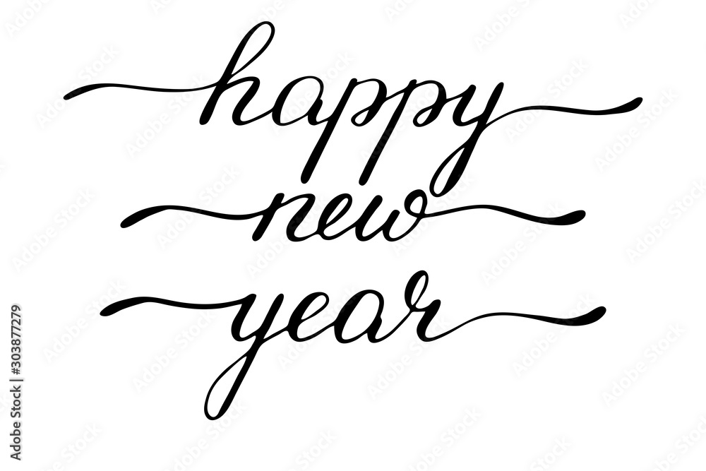Happy new year handwritten text vector