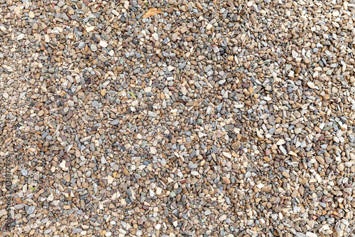 Rough surface from the small pebble stones, view looking down