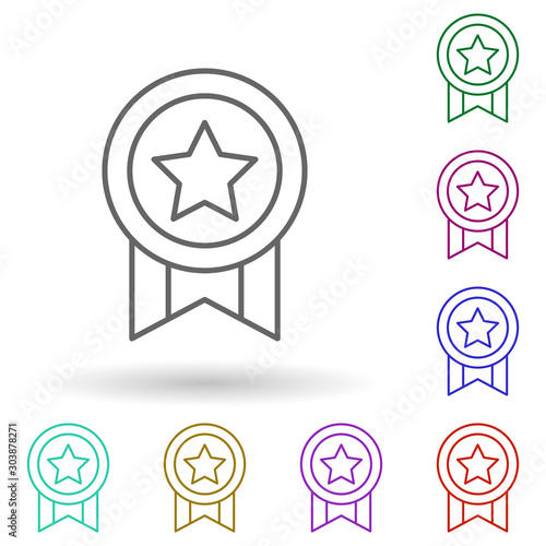 Medal multi color icon. Simple thin line, outline vector of succes and awards icons for ui and ux, website or mobile application