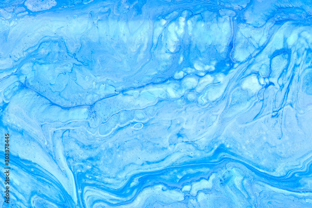 Abstract liquid blue colors outer space background. Exoplanet cosmic sea pattern, paint stains