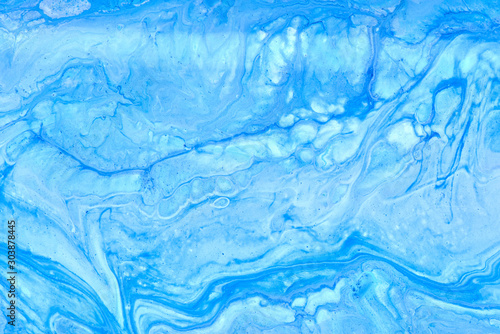 Abstract liquid blue colors outer space background. Exoplanet cosmic sea pattern, paint stains