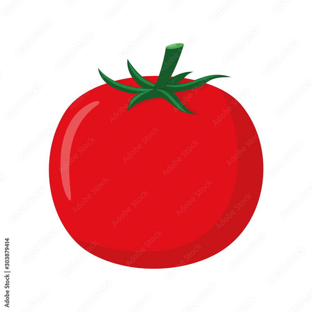 Vector illustration of a funny tomato in cartoon style. - obrazy, fototapety, plakaty 