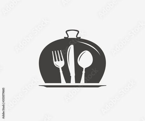 Restaurant logo or symbol. Diner, menu icon. Vector illustration