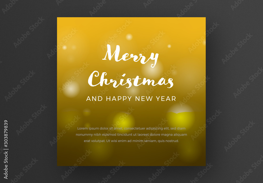 Merry Christmas Card Layout with Gold Background Stock Template | Adobe ...