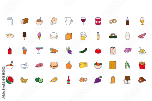bundle of food and drinks icons