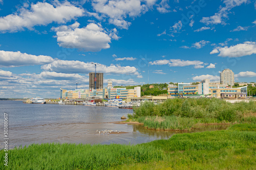 June 2  2016  Picturesque embankment of the Volga River with a river port. Cheboksary. Russia.