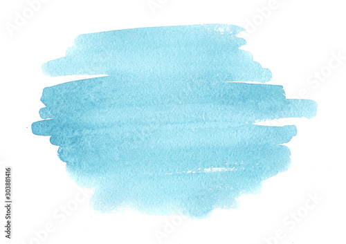 Blue abstract watercolor brush strokes painted background. Texture paper.