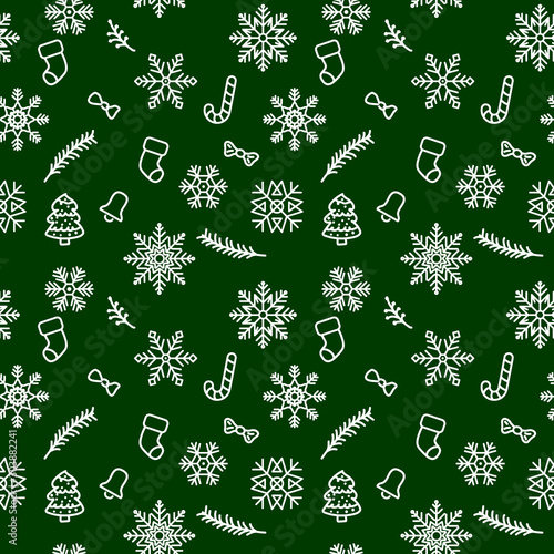 Christmas pattern background with illustrations of lots of Christmas icons. Seamless Christmas winter background. vector illustration photo