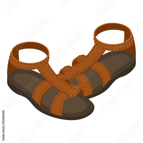 Gladiator sandals icon. Isometric illustration of gladiator sandals vector icon for web