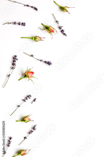 pattern of flowers on white background top view mock up © 279photo