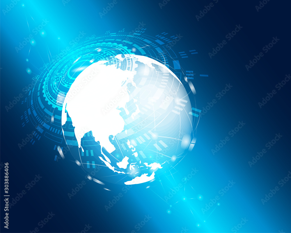 Connection technology background. digital connection on Blue globe. vector. illustration. Connection technology background. digital connection on Blue globe. vector. illustration.
