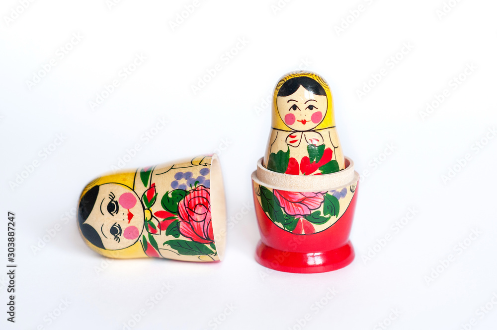doll set Matryoshka of 2 pieces on a white background doll set Matryoshka of 2 pieces on a white background