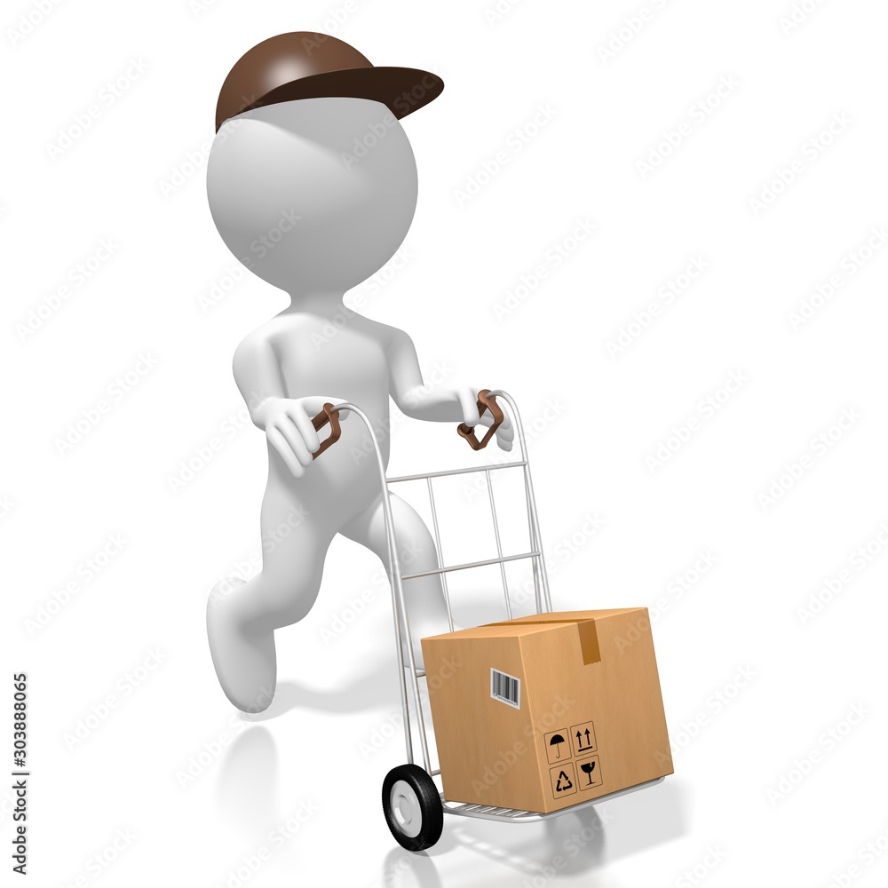 Courier, package delivery concept - 3D rendering Courier, package delivery concept - 3D rendering
