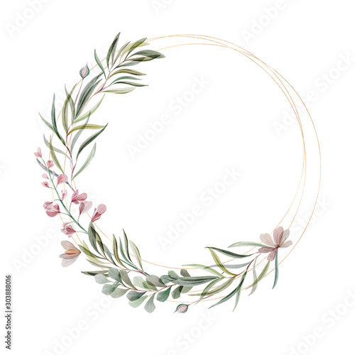 Flower Frame circle Watercolor