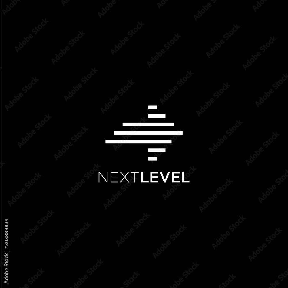 Simple and creative logo design of arrow and next level with black background - EPS10 - Vector.