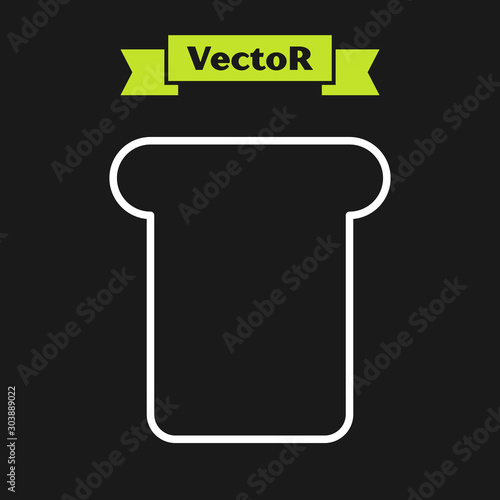 White line Bread toast for sandwich piece of roasted crouton icon isolated on black background. Lunch, dinner, breakfast snack. Vector Illustration