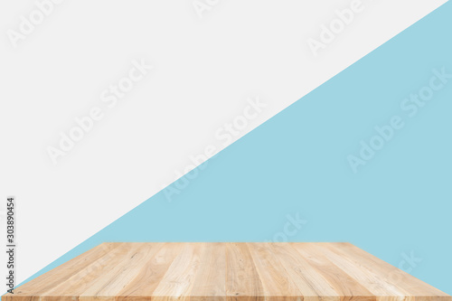 Empty wooden table blurred of restaurant cafe background and reception room  can be used for display or montage your products