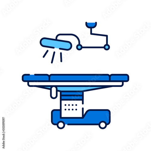 Operating hospital room and equipment line color icon. Surgical emergency. Sign for web page, mobile app, button, logo.